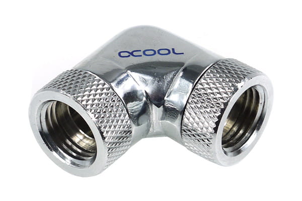 Alphacool L-connector 90degree – G1/4 Rotary – 2x Male – Chrome