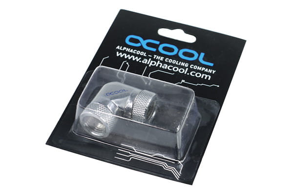 Alphacool L-connector 90degree - G1/4 Rotary - 2x Male - Chrome