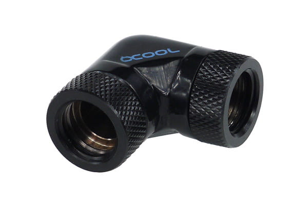 Alphacool L-connector 90degree – G1/4 Rotary – 2x Male – Deep Black