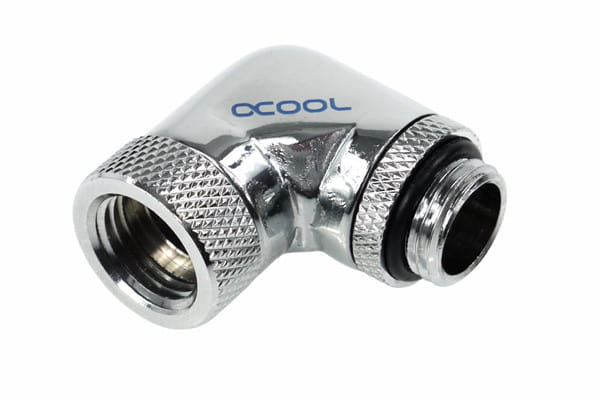 Alphacool angled adaptor 90degree Rotary G1/4 Male to G1/4 Female – Chrome