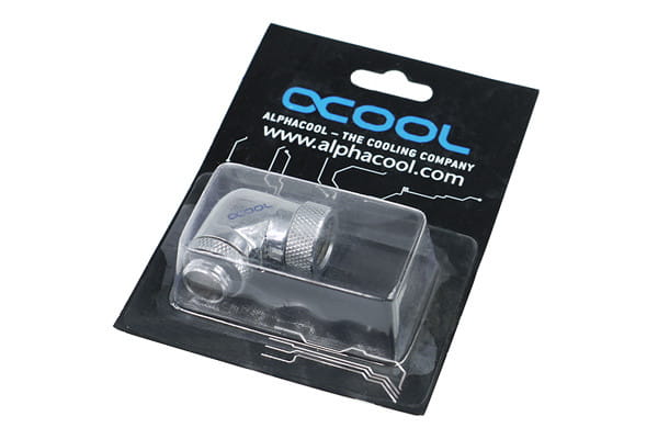 Alphacool angled adaptor 90degree Rotary G1/4 Male to G1/4 Female - Chrome