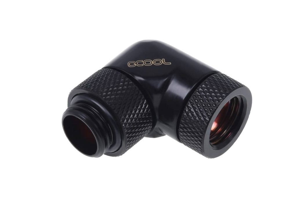 Alphacool angled adaptor 90degree Rotary G1/4 Male to G1/4 Male - Deep Black : image 1