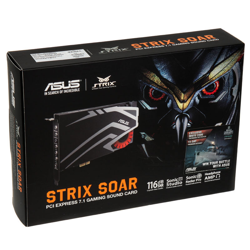 ASUS STRIX SOAR 7.1 sound card, stereo, PCI-E x1