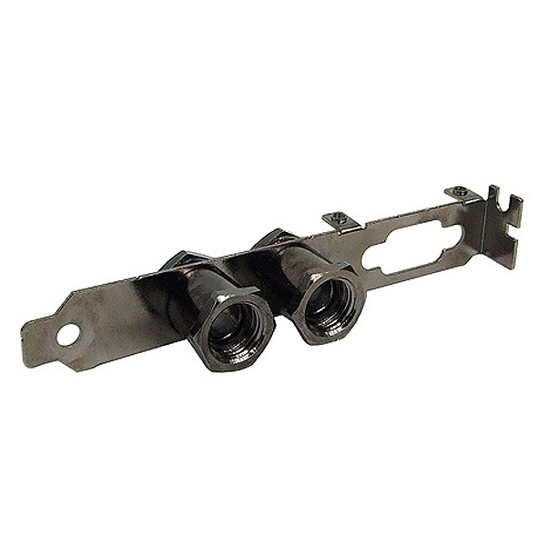 L-Bracket Pass Through with Dual G1/4 Socket Fittings – Black Nickel