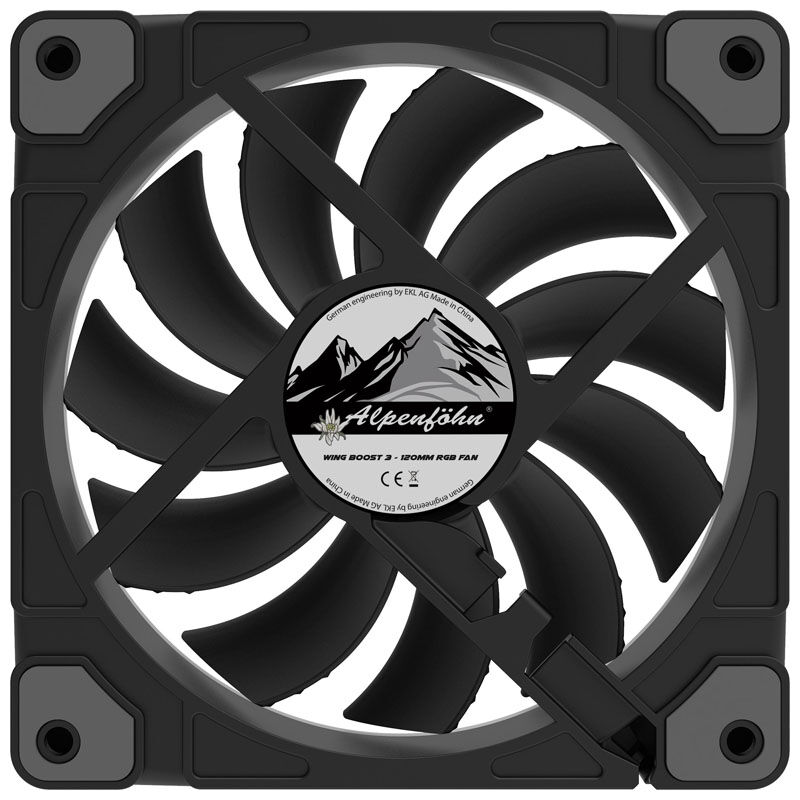 Alpenfohn 120mm Wing Boost 3 ARGB High Speed PWM Fan, Triple - Black