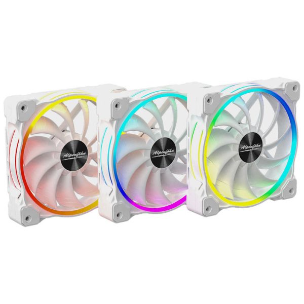 Alpenfohn 120mm Wing Boost 3 ARGB High Speed PWM Fan, Triple – White