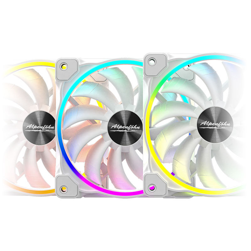 Alpenfohn 120mm Wing Boost 3 ARGB High Speed PWM Fan, Single - White