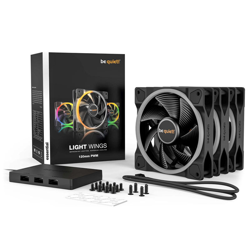 be quiet! Light Wings ARGB PWM Fan, Triple Pack - 120mm black