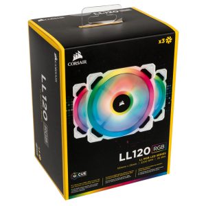 Corsair LL120 RGB Dual Light Loop PWM Fan, Triple Pack incl. Controller - 120mm white