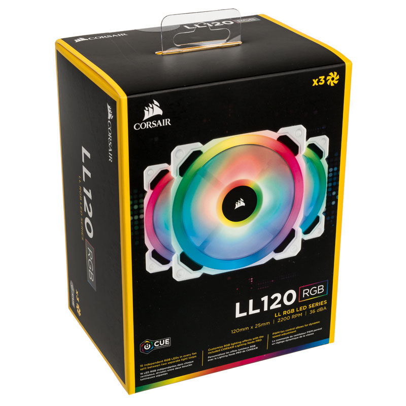 Corsair LL120 RGB Dual Light Loop PWM Fan, Triple Pack incl. Controller - 120mm white