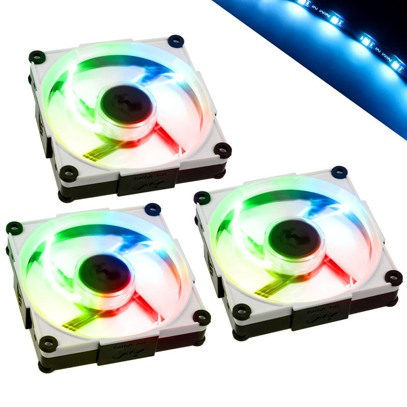 IN WIN Aurora RGB LED Fan, 120mm, Set of 3 - Black / White