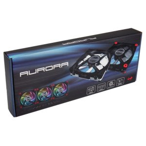 IN WIN Aurora RGB LED Fan, 120mm, Set of 3 - Black / White