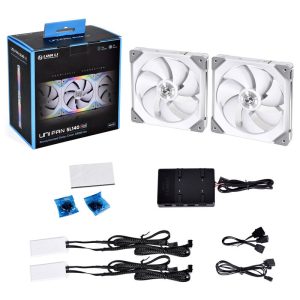 lian li UNI FAN SL140 RGB PWM Fan, Pack of 2 incl. Controller - 140mm, white