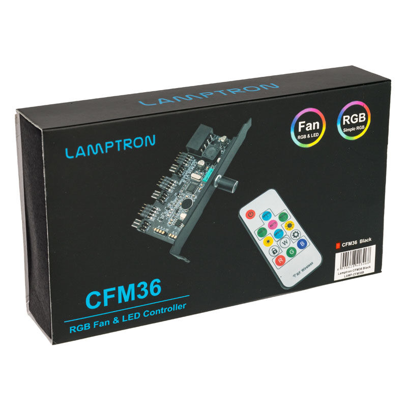 Lamptron CFM36 Fan and RGB LED Controller for PCI Slot - Black