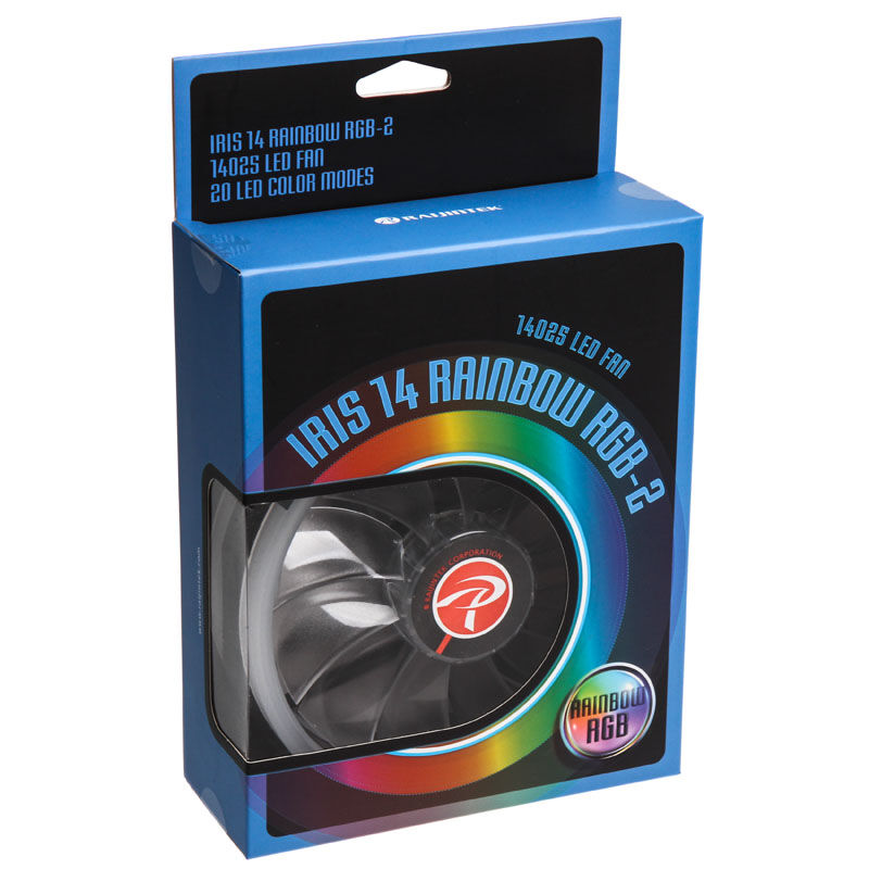RAIJINTEK IRIS 14 Rainbow RGB LED fan, set of 2 including controller - 140mm