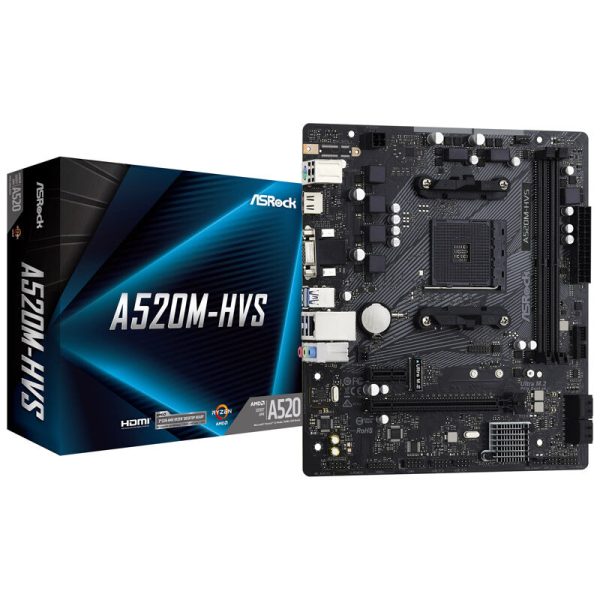 ASRock A520M-HVS, AMD A520 Mainboard – Socket AM4