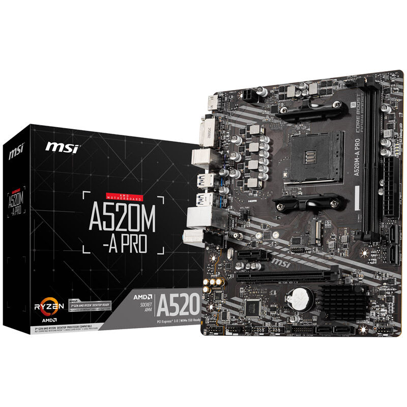 MSI A520M-A Pro, AMD A520 Mainboard - Socket AM4