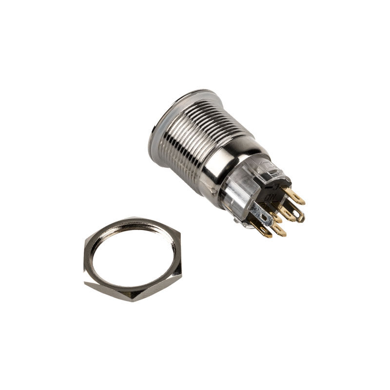 DimasTech Vandalism switch / push button 19mm, Silverline Dot - RGB