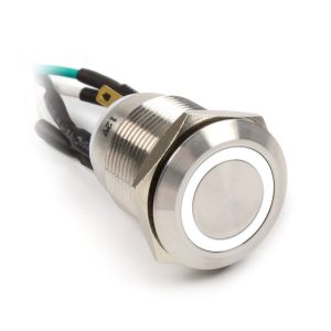 Impactics Vandalism push button 19mm, IP67, white LED - silver