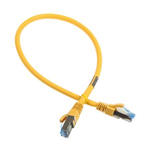 InLine patch cable Cat.6A, S / FTP (PiMf), 500MHz, yellow, 0.5m