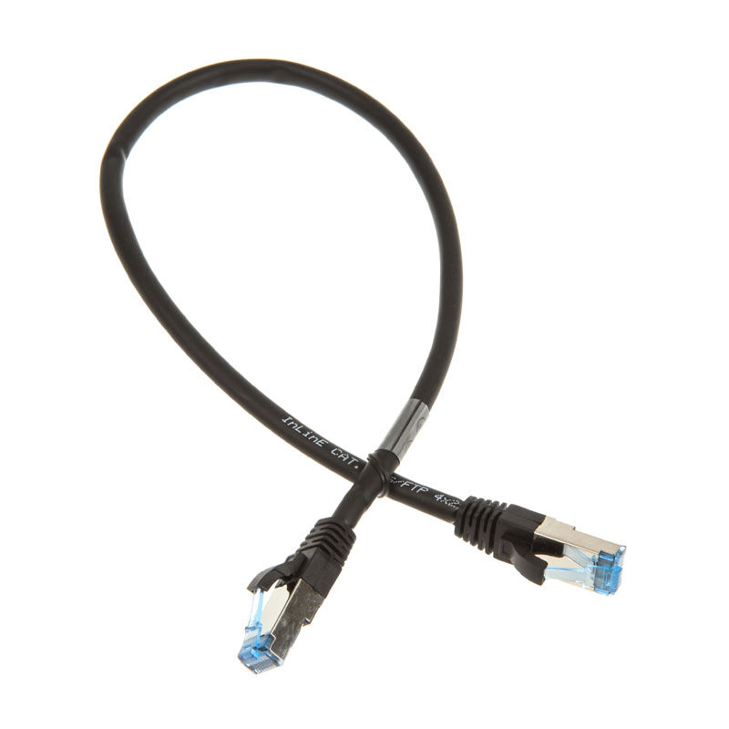 InLine patch cable Cat.6A, S / FTP (PiMf), 500MHz, Black, 0.5m