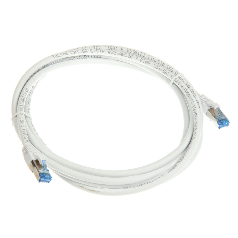 InLine Patch Cable Cat.6A, S/FTP (PiMf), 500MHz, white, 3m