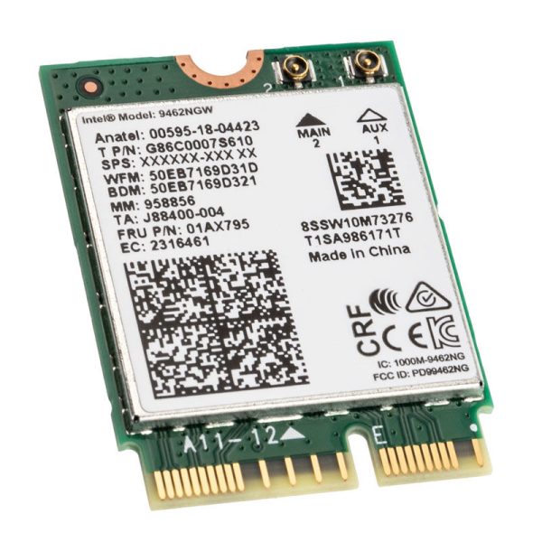 Intel Dual Band Wireless AC 9462, WiFi + Bluetooth 5.0 Adapter – M.2 / A-E-Key, CNVi