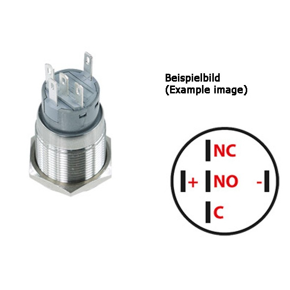 Phobya vandalism-proof switch 19mm aluminium black, blue ring lit 5pin