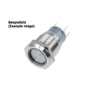 Phobya vandalism-proof switch 19mm aluminium black, blue ring lit 5pin