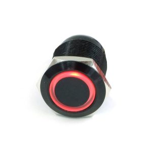 Phobya push-button vandalism-proof / bell push 19mm Aluminum black, red ring lighting 6pin : image 1