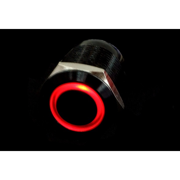 Phobya push-button vandalism-proof / bell push 19mm Aluminum black, red ring lighting 6pin : image 2