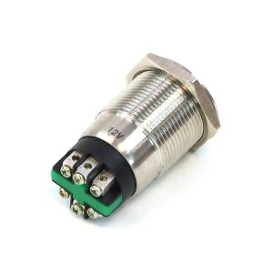 Push-Button 19mm Stainless Steel, Green Lighting, With Screw-On Contact 6pin