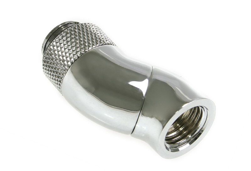 Bitspower Angle 1/4 to Female 1/4 inch 2x Rotating - Shiny Silver