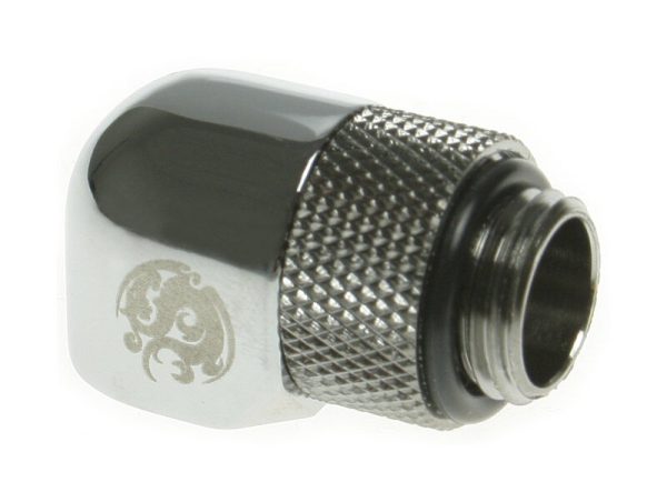 Bitspower Angle 1/4 inch to Female 1/4 inch – Rotating, Shiny Silver