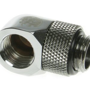 Bitspower Angle 1/4 inch to Female 1/4 inch - Rotating, Shiny Silver