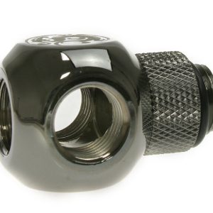 Bitspower Q-Connector 1/4 to 3 x Female 1/4 inch - Rotating, Shiny Black : image 2