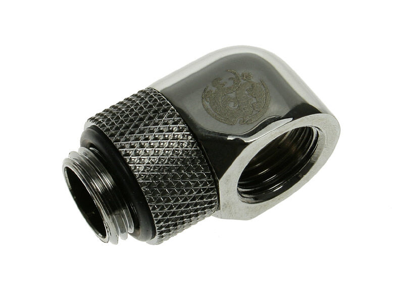 Bitspower Angle 1/4 inch to Female 1/4 inch - Rotating, Shiny Black