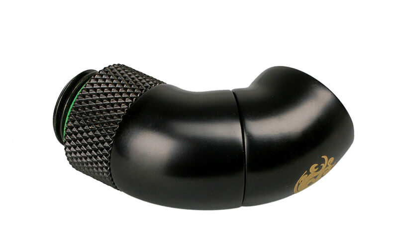 Bitspower Angle 1/4 to Female 1/4 Inch - 2 Rotating, Matt Black