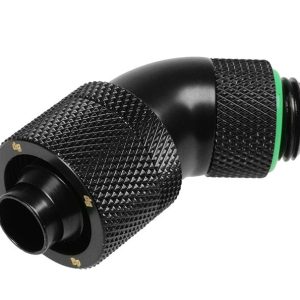 Bitspower 45 Degree Connector 1/4 inch to 16/10mm - Rotating, Matt Black