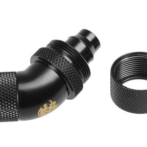 Bitspower 45 Degree Connector 1/4 inch to 16/10mm - Rotating, Matt Black