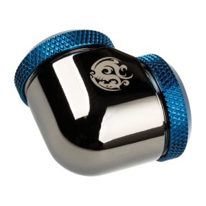 BitsPower Adapter 90 degrees 16mm AD hardtube to 16mm AD hardtube - glossy black / blue