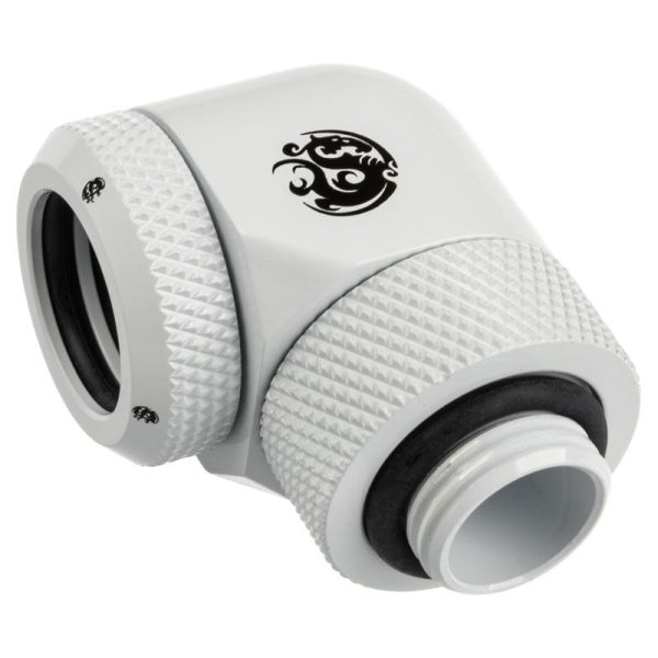 BitsPower Adapter 90 degrees G1 / 4 inch male to 14mm AD hard tube – rotatable, white