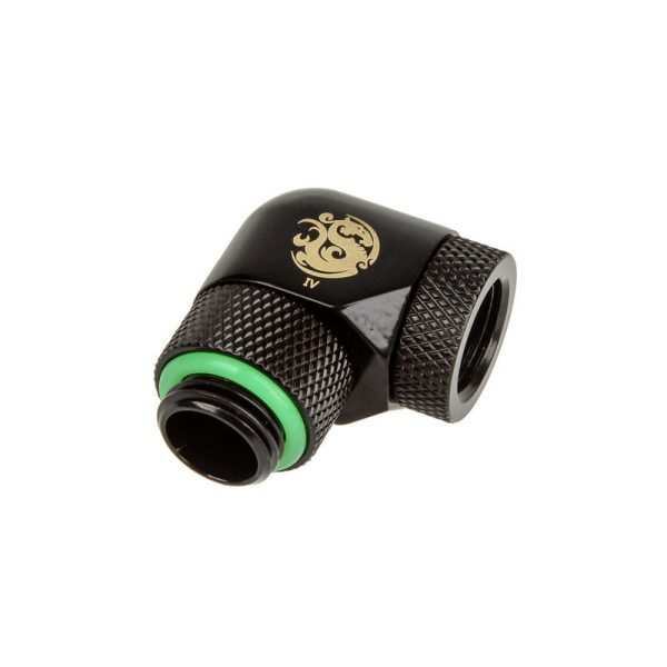 BitsPower Adapter 90 degrees G1 / 4 inch to 1/4 inch IG, 2x rotating. – Matt black