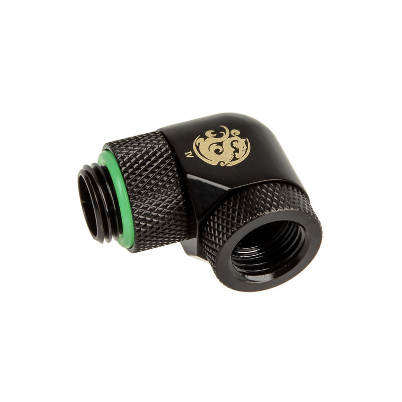 BitsPower Adapter 90 degrees G1 / 4 inch to 1/4 inch IG, 2x rotating. - Matt black