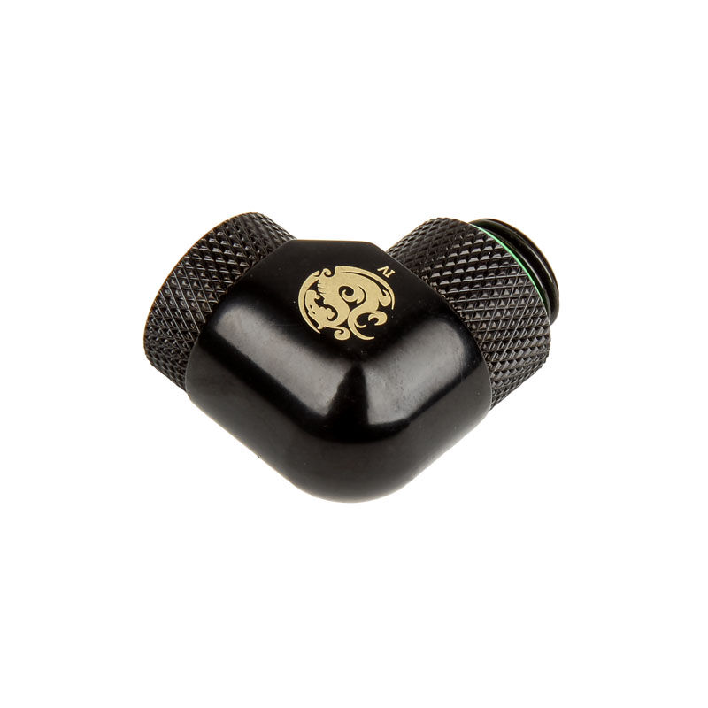 BitsPower Adapter 90 degrees G1 / 4 inch to 1/4 inch IG, 2x rotating. - Matt black