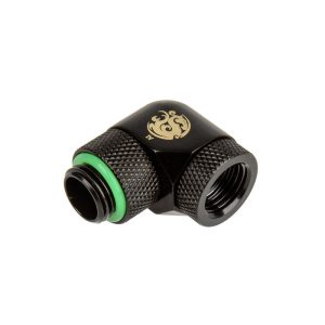 BitsPower Adapter 90 degrees G1 / 4 inch to 1/4 inch IG, 2x rotating. - Matt black