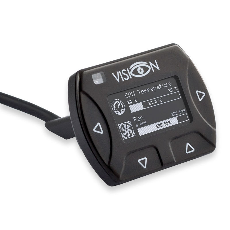 Aqua Computer VISION Touch with external USB cable, IR receiver and ambient temperature sensor