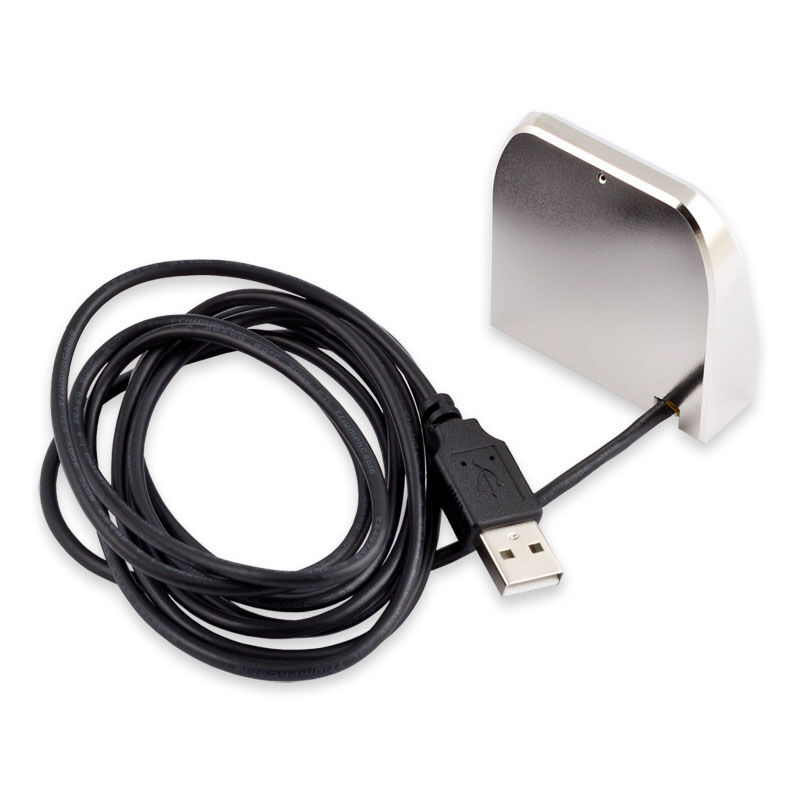 Aquacomputer VISION Touch table top unit, matte nickel plating, IR receiver and ambient temperature sensor