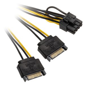 Akasa 2x 15-pin SATA to 1x 6 + 2-pin PCIe adapter : image 1