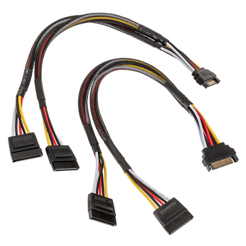 akasa SATA Power Y Cable - 30cm, Pack of 2